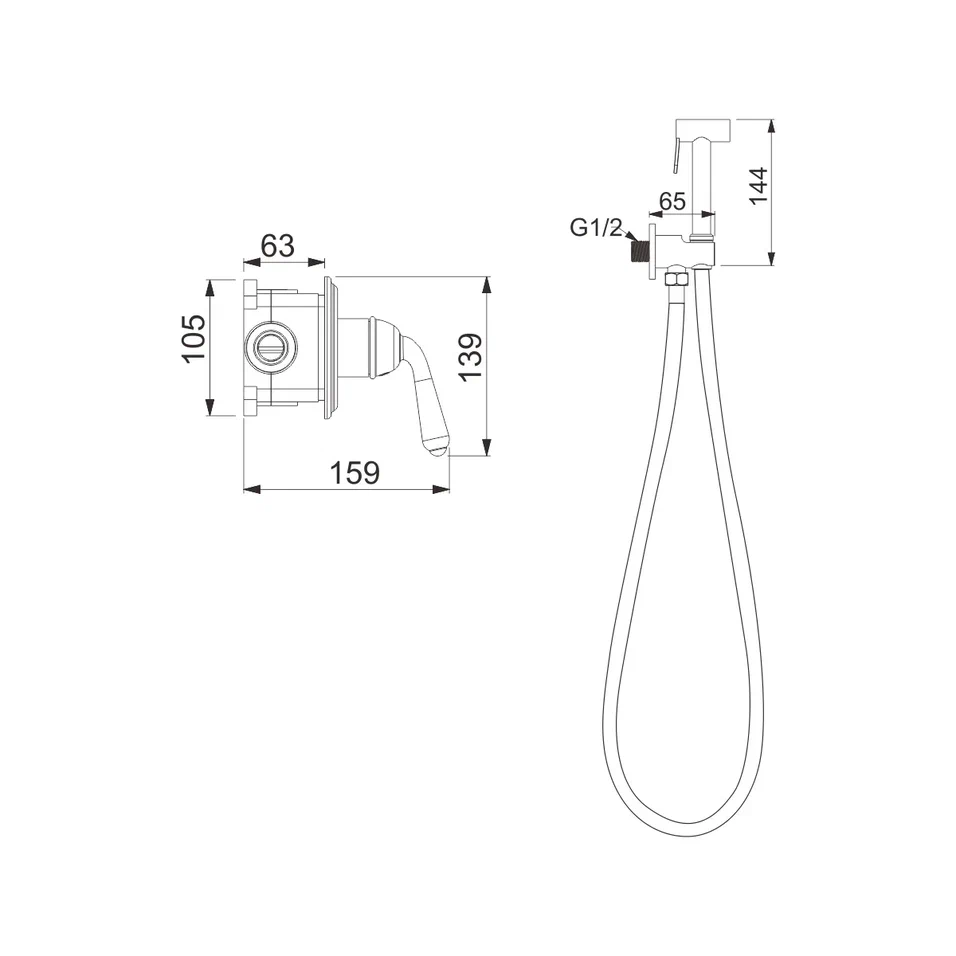 Гигиенический душ со смесителем Rose R0205Q, бронза