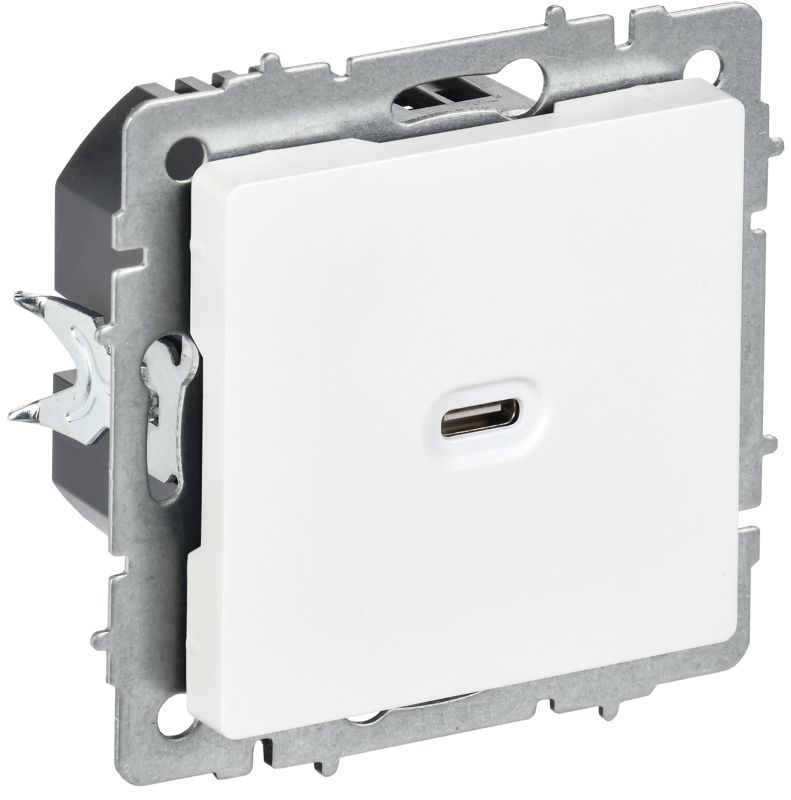 Розетка СП BRITE РЮ12-1-БрАБ USB C 65Вт высокоскор. заряд. арктич. бел. IEK BR-U13-065-K91