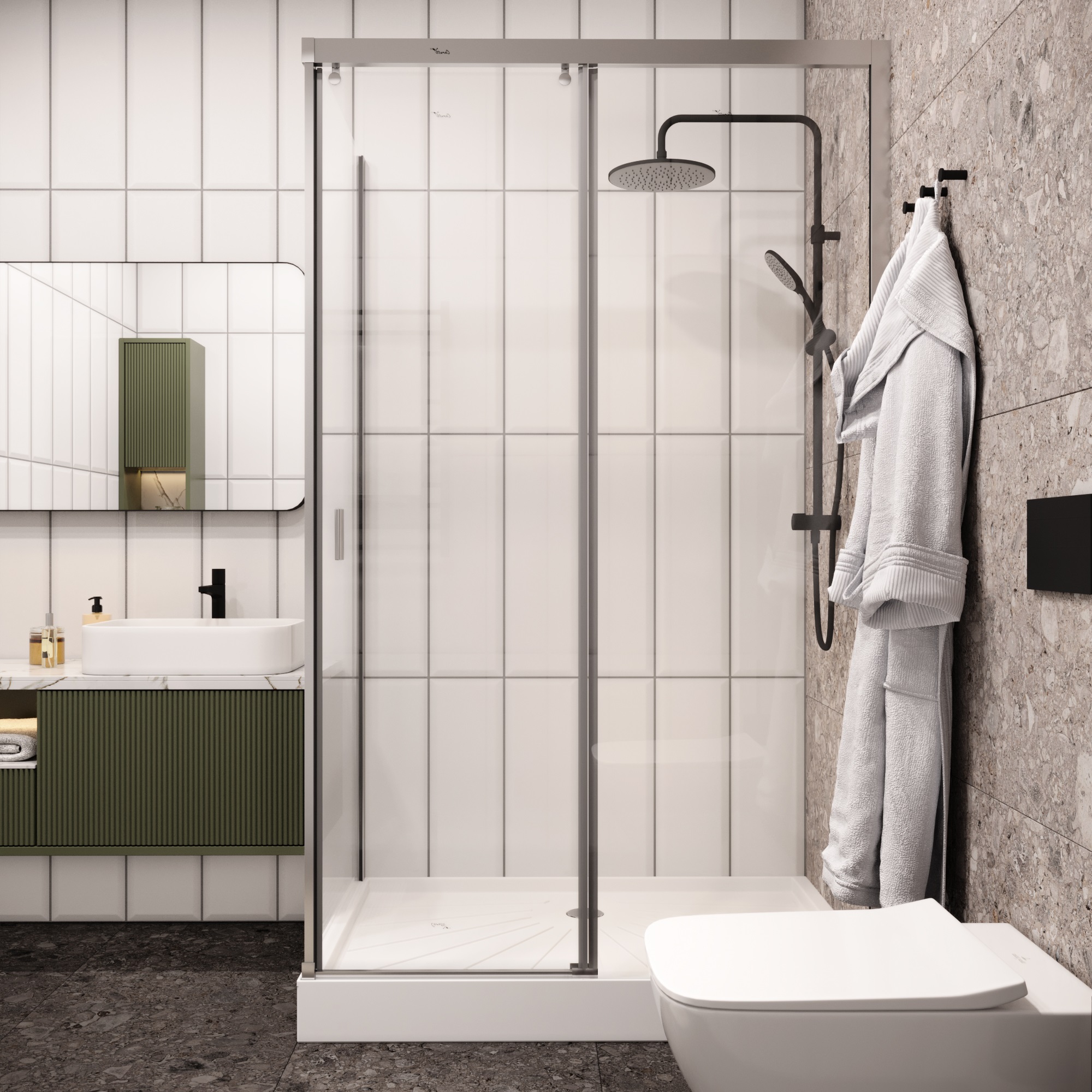 Ограждение MARBELLA 120 R душевое Ceruttispa без поддона (80x120x190)