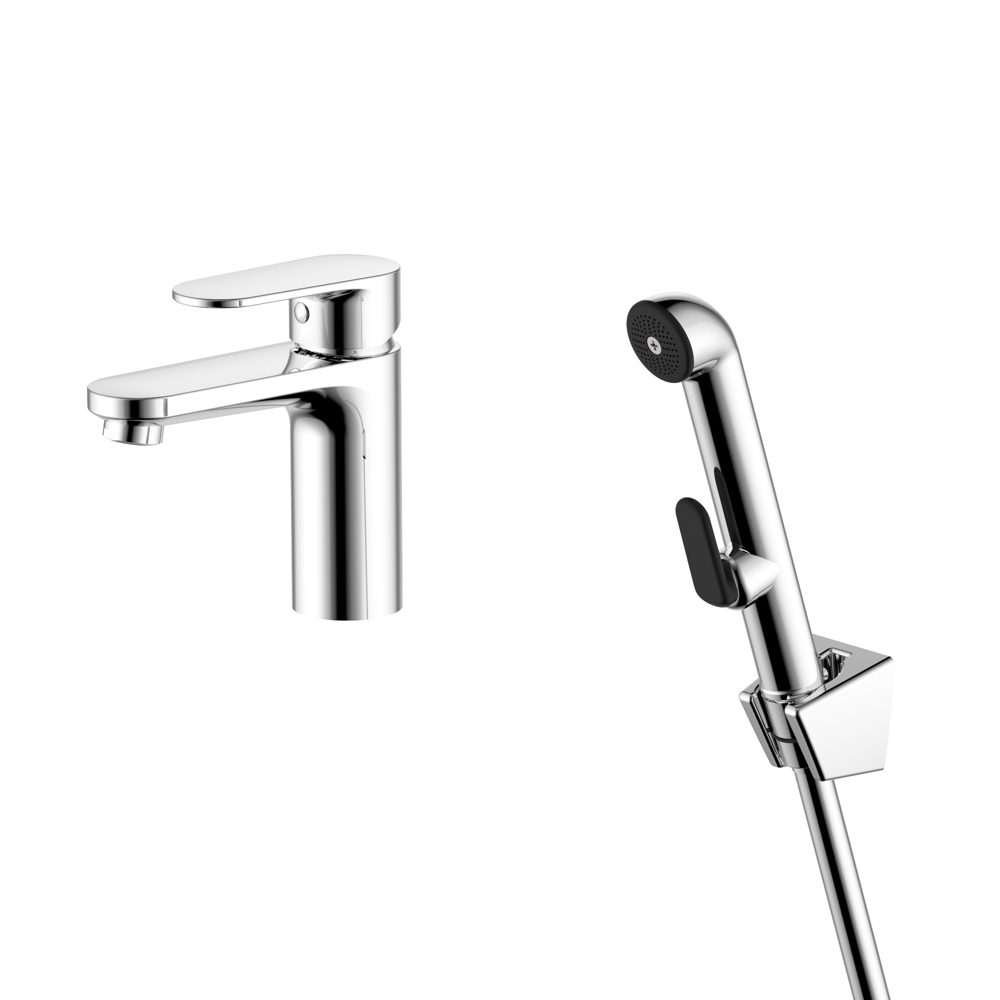 Cмеситель Aquatek НИКА  для раковины 90 без донного клапана с гигиеническим ручным душем   AQ1812CR            хром