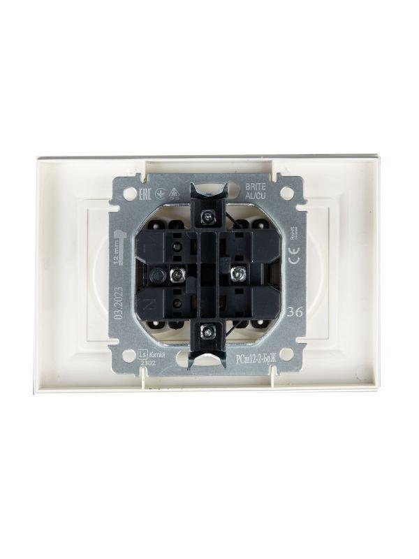 Розетка 2-м СП BRITE РСш12-2-БрЖ 10А в сборе без заземл. защ. шторки жемчуж. IEK BR-R23-10-K36-F