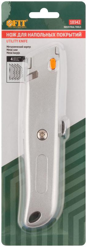 Нож для напольных покрытий серый металлический корпус кассета 4 лезвия FIT 10342