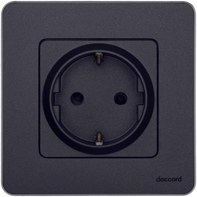 Розетка 1-м СП Inspiria 16А IP20 250В 2P+E защ. шторки немецк. стандарт механизм антрацит IEK 673733