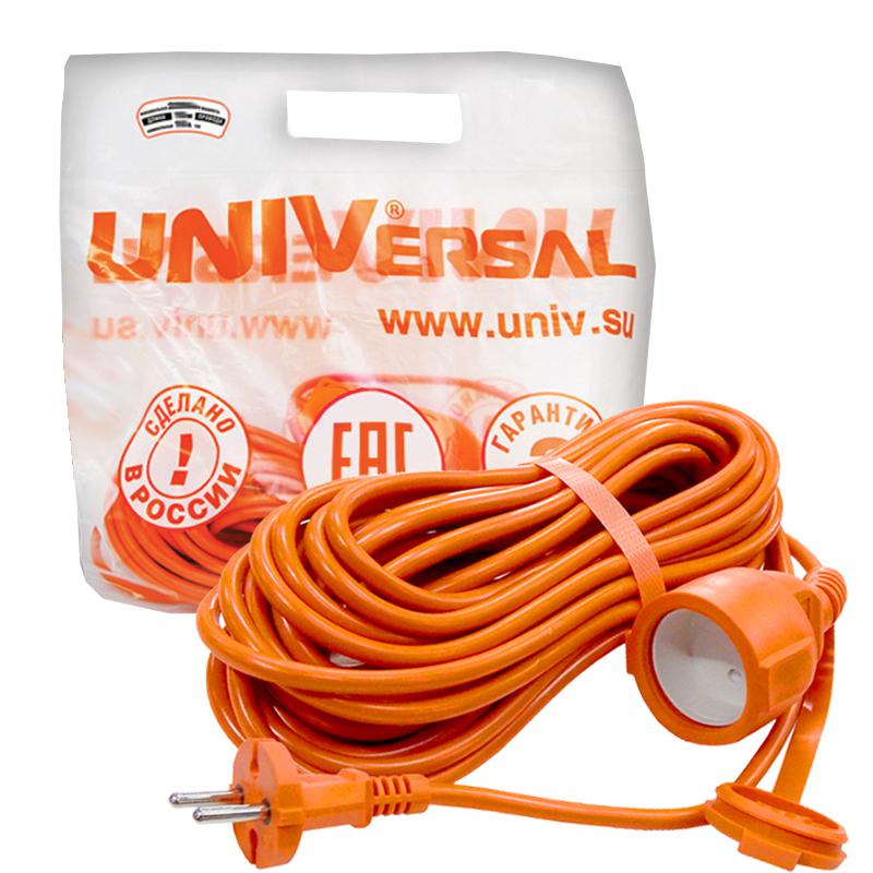 Удлинитель-шнур 1х10м без заземл. 6А IP54 УШ-6 ПВС 2х0.75 Universal 9631997