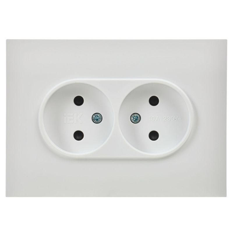 Розетка 2-м SKANDY 10А без заземл. защ. шторки в сборе SK-R09W арктич. бел. IEK SK-R23-10-K01-F