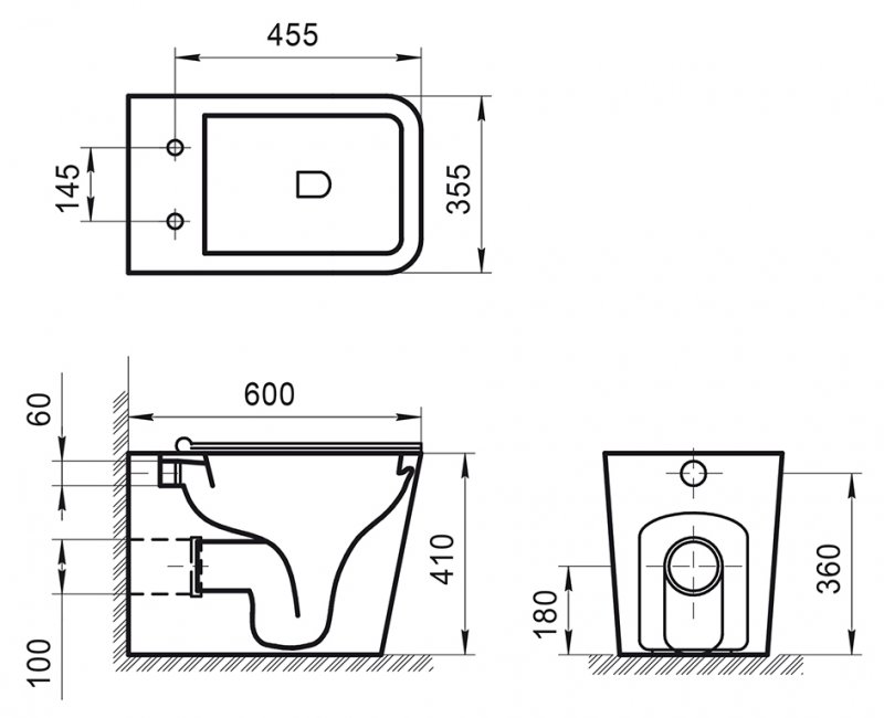 Чаша приставного унитаза Belbagno ARDENTE-R BB003CBR