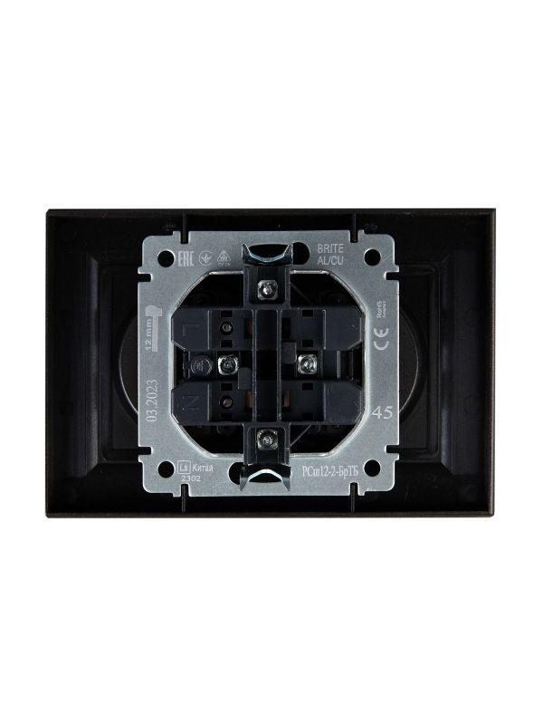 Розетка 2-м СП BRITE РСш12-2-БрТБ 10А в сборе без заземл. защ. шторки бр. IEK BR-R23-10-K45-F