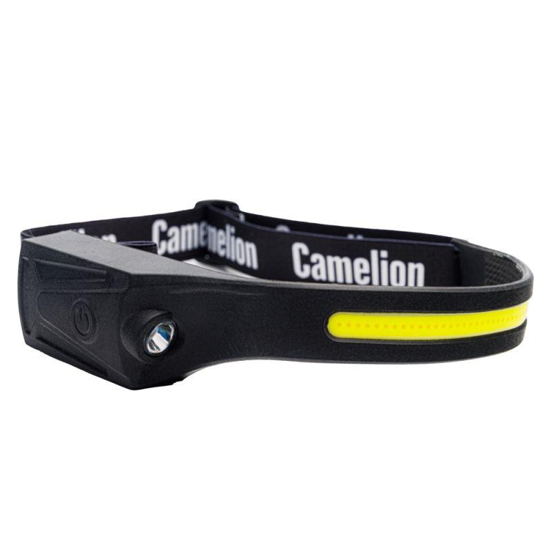 Фонарь налобный LED5383 лента каучук. COB+LED 4 реж. 3XAAA пласт рези блист черн. Camelion 15688