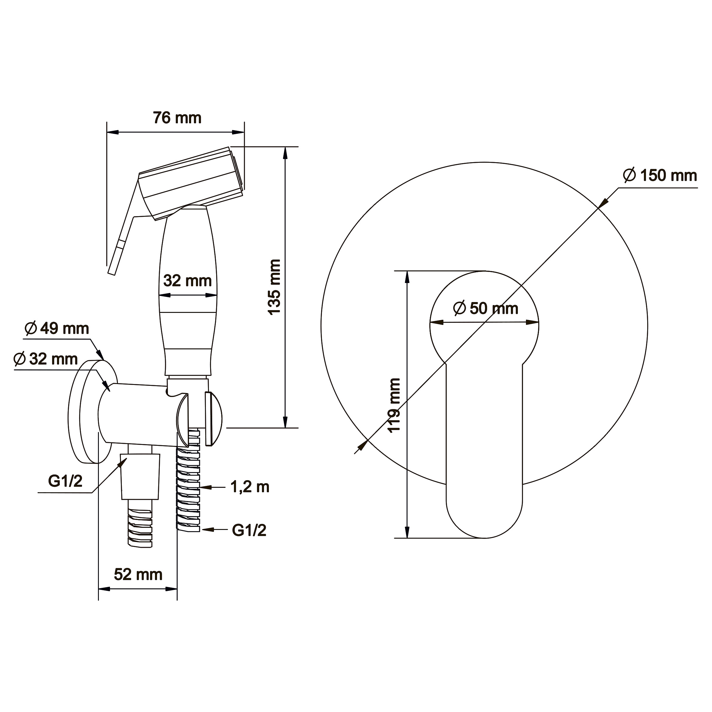 Гигиенический набор со встраиваемым смесителем Swedbe Platta 5525