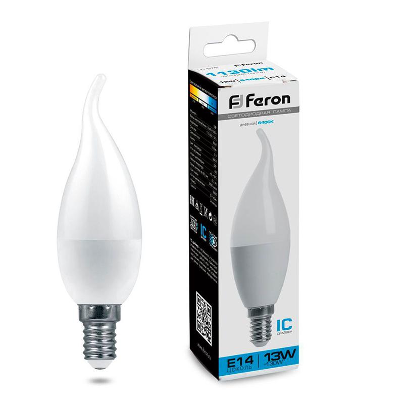 Лампа светодиодная 13Вт 230В E14 6400К С37T LB-970 FERON 38114