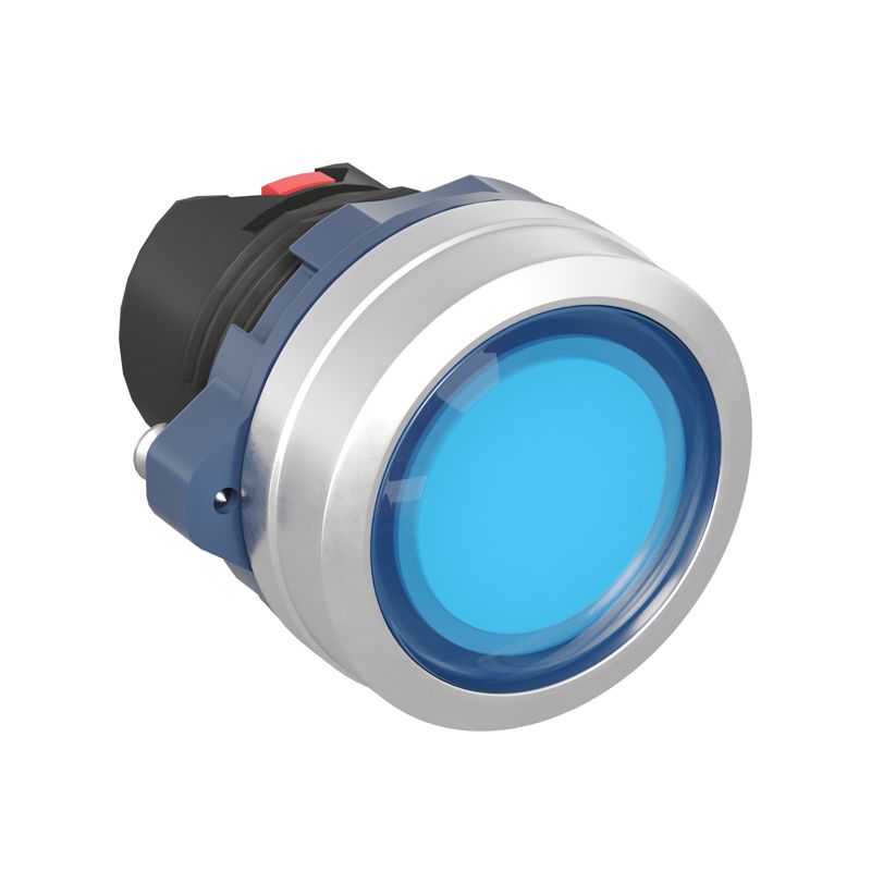 Головка кнопки плоская с фиксацией алюм. кольцо прозр. син. DKC M22P-FLLBA