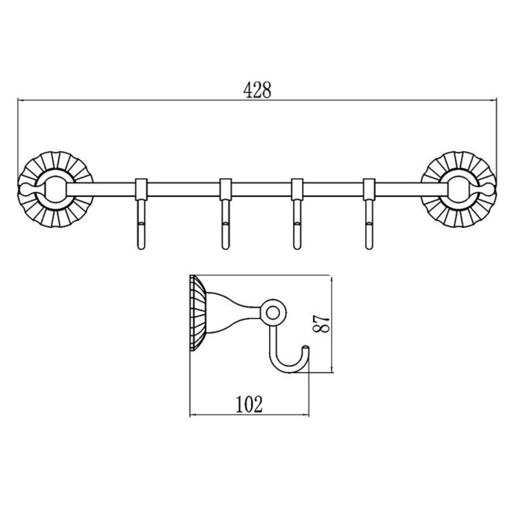 Планка с крючками Savol S-08974C, бронза