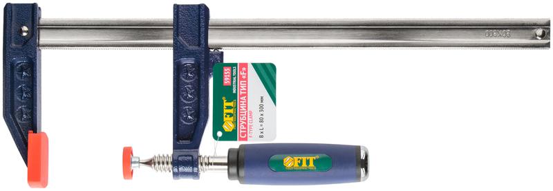 Струбцина тип "F" усиленная мягкая ручка 80х300мм FIT 59155