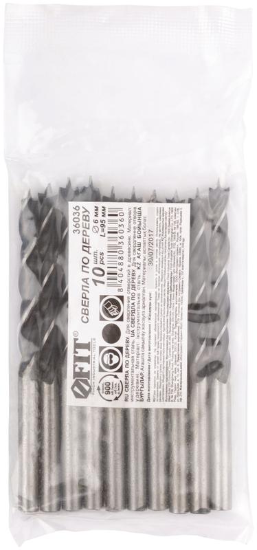 Сверло по дереву 6мм (уп.10шт) FIT 36036