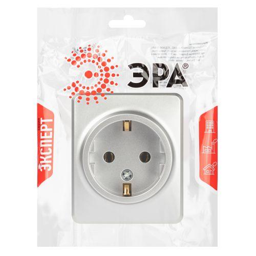 Розетка Эксперт 11-2203-03 2P+E Schuko IP20 16А-250В ОУ алюм. Эра Б0063020
