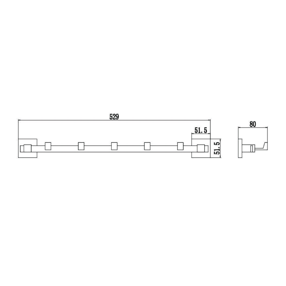 Планка с крючками Savol S-06575A, хром