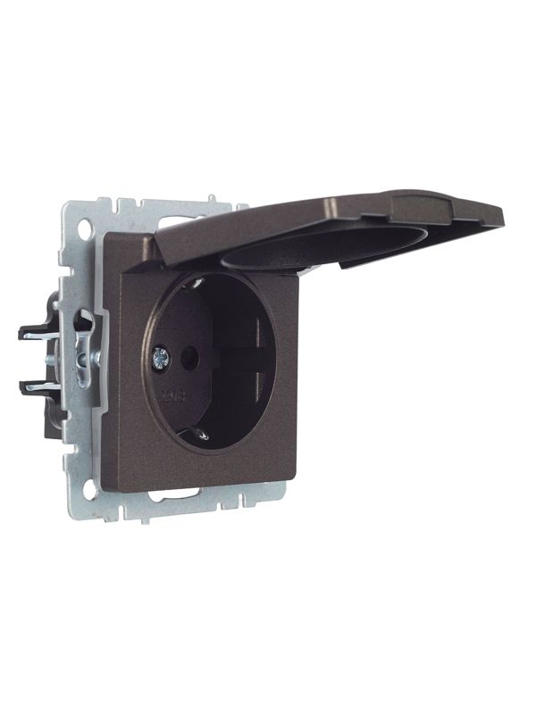 Розетка BRITE РСбш10-3-44-БрТБ 16А IP44 с заземл. защ. шторки с крышкой механизм бронза IEK BR-R16-16-44-K45