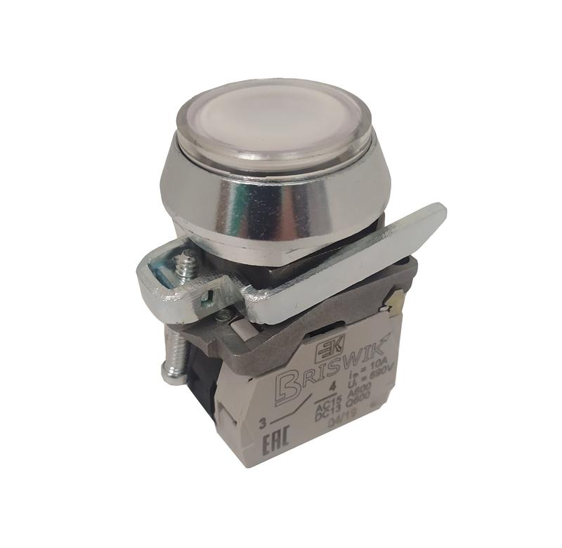 Выключатель кнопочный КЕ-171м-ЛС исп.2 24В толкатель цилиндр. с индикацией метал. основание 1з+1р 10А диаметр посад. отверстия 30мм УХЛ2 IP66 бел. Реле и Автоматика A8012-32100499