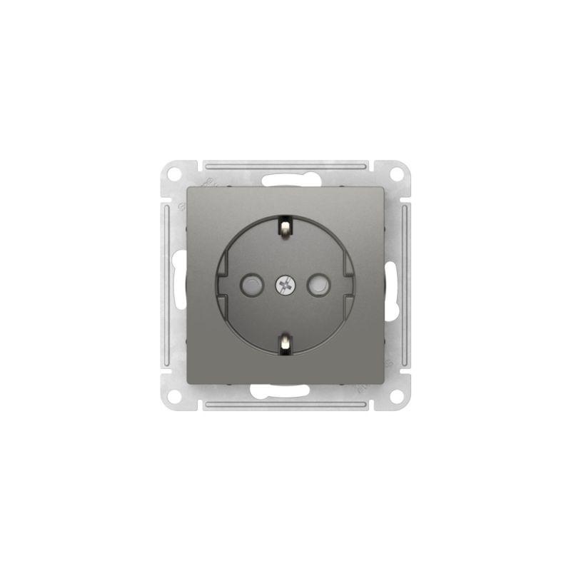 Розетка AtlasDesign 16А с заземл. защ. шторки быстрозажим. клем. механизм сталь SE ATN000945S