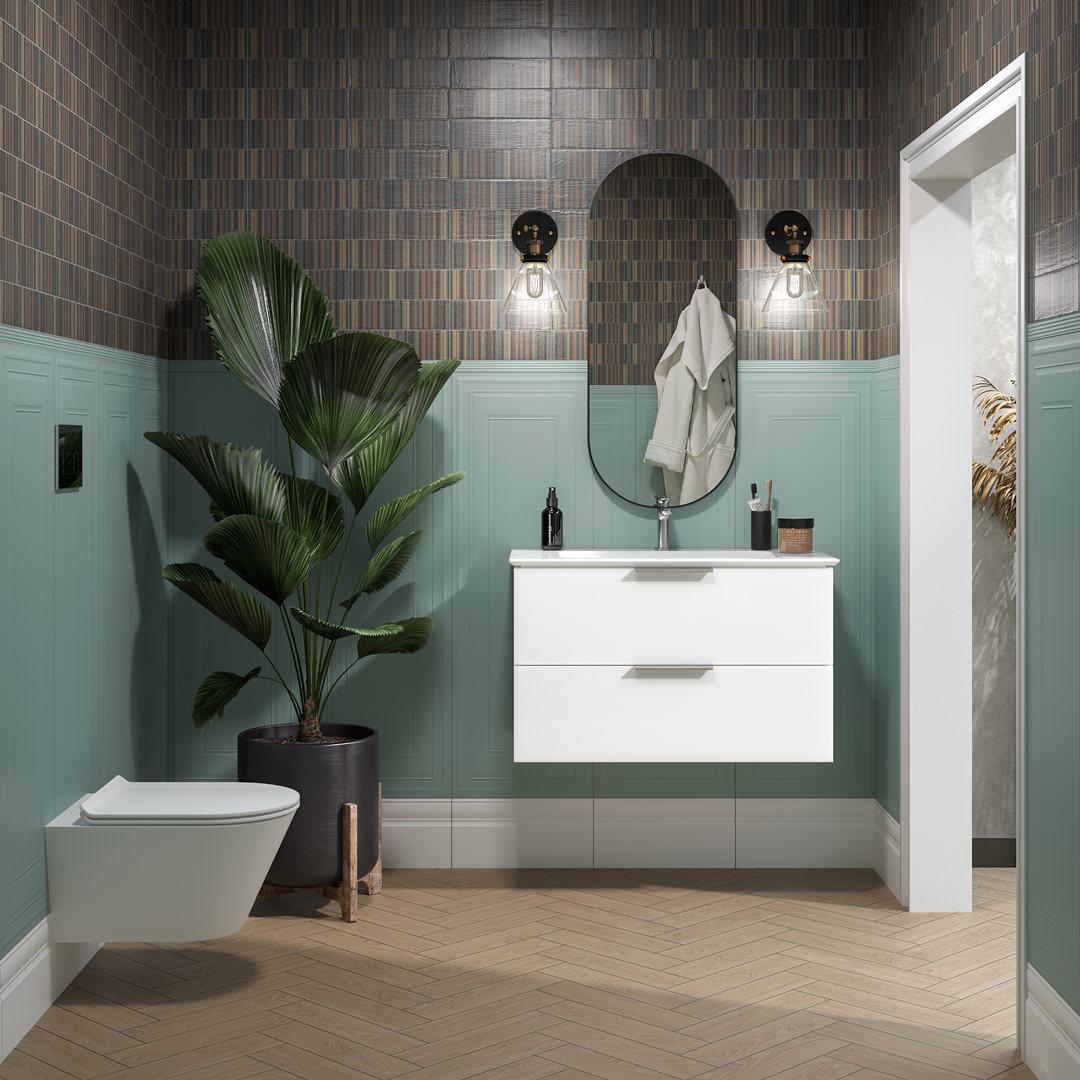 Тумба PIANO Forte подвесная 85 см, 2 ящика, белый глянцевый