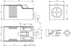 Датчик индуктивный (NPN-НО) кабель 2мх400Гц) выступающий 10-30В DC IP67 EMAS SIQ18NP1NC2