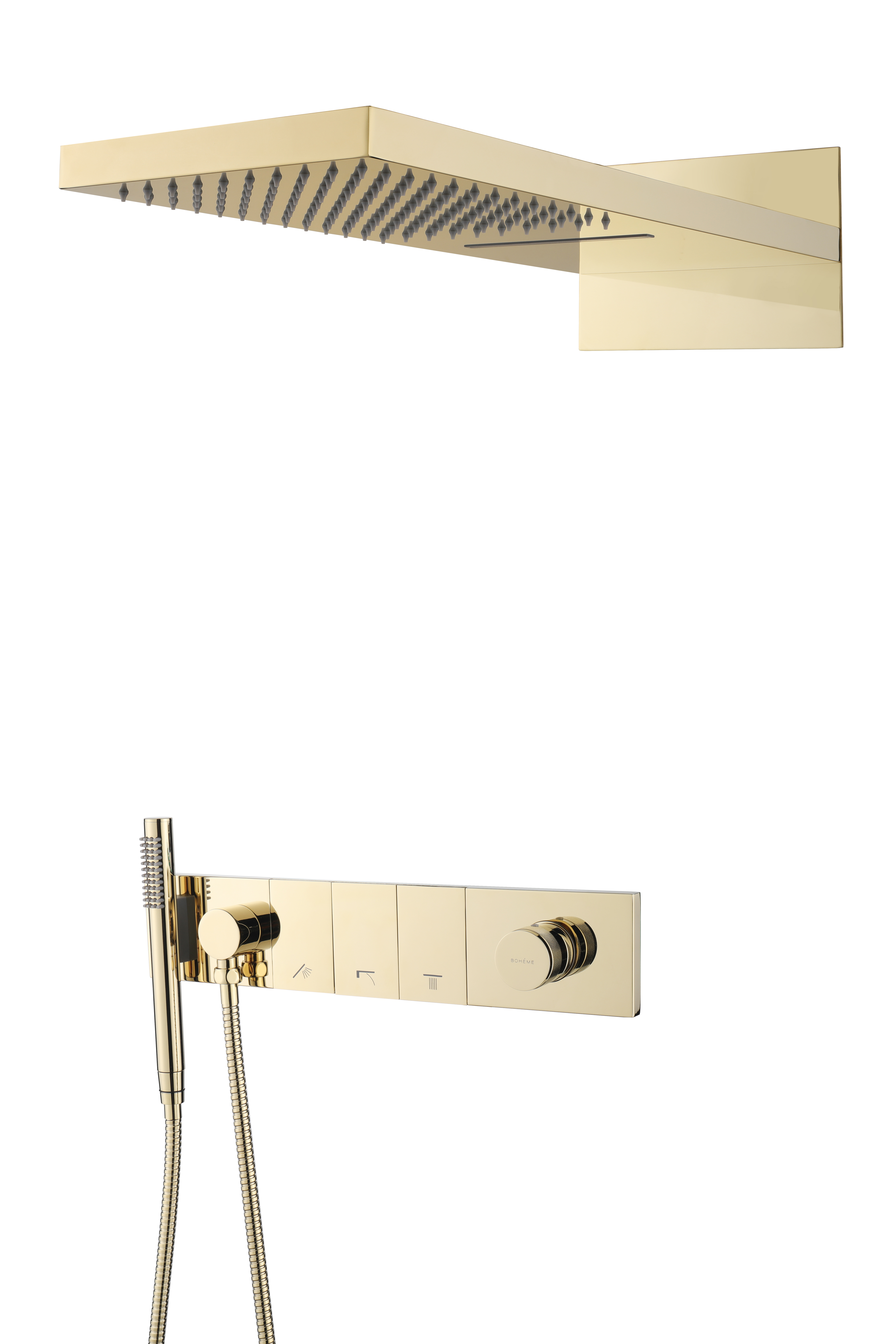 Встроенная душевая система  ZODIAC с термостатом, трехпозиционная SHINE GUN METAL