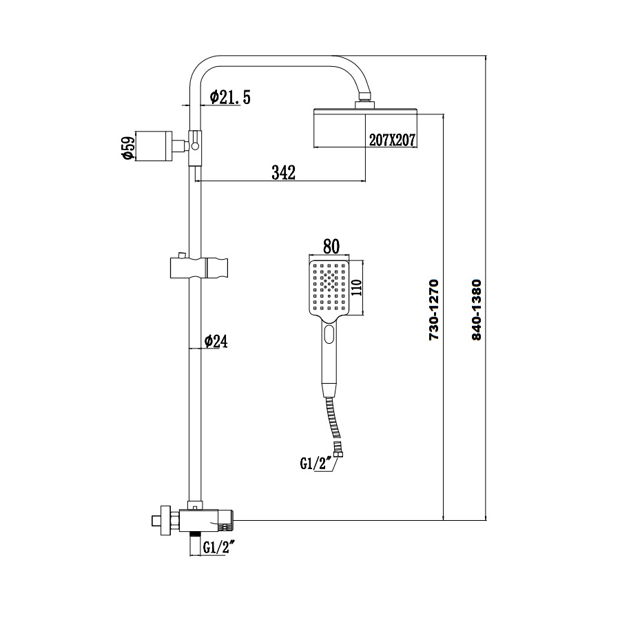 Душевая система Savol S-601144, хром