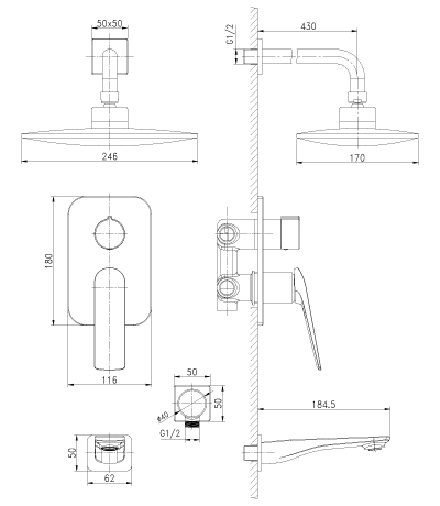 Душевая программа для ванны Lemark Allegro (LM5922CW)