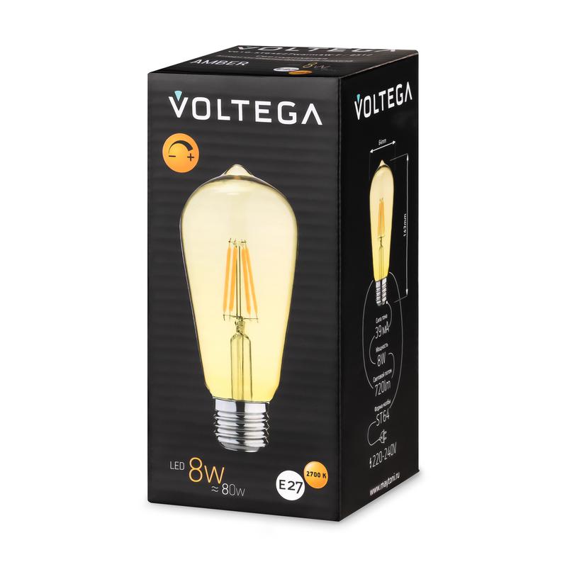 Лампа светодиодная Loft Led ST64 8Вт 2700К E27 DIM Voltega 8514
