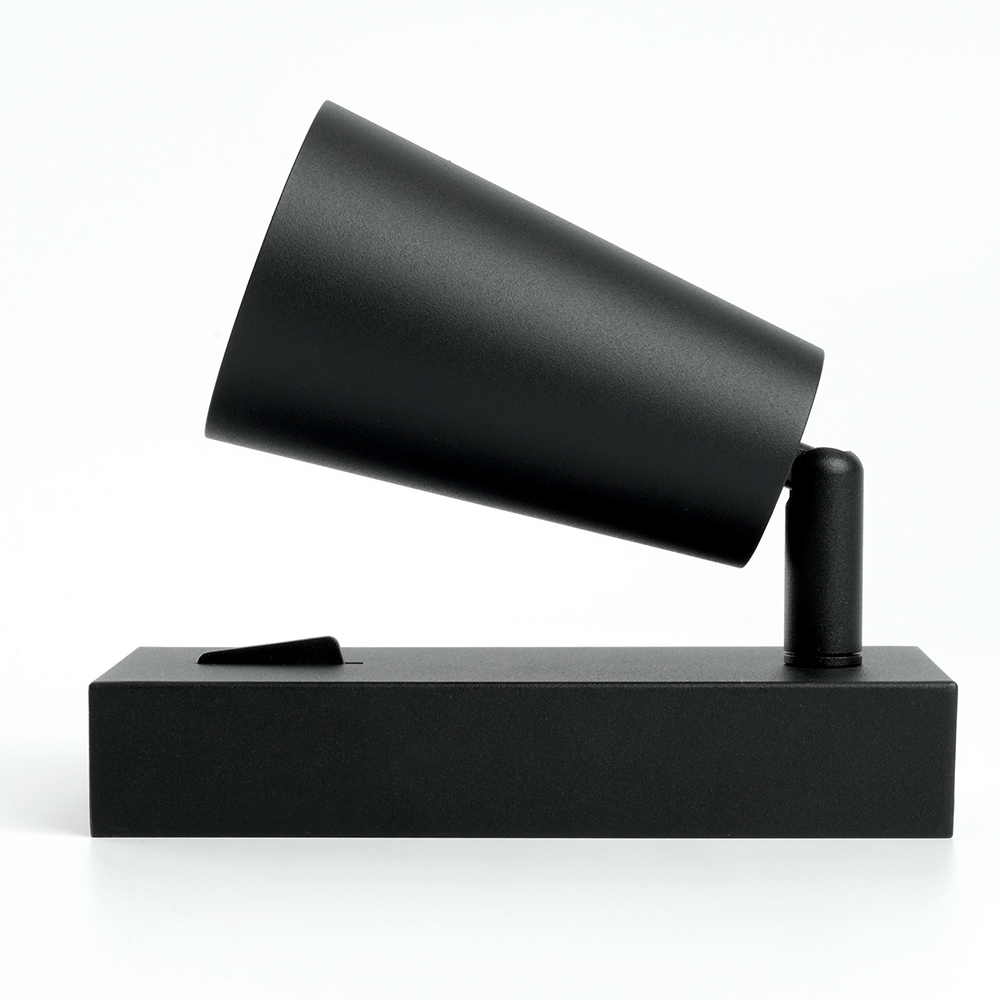 Светильник ДБО GU10 без лампы наклонный с выключателем черный