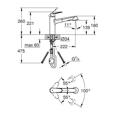 Смеситель Grohe Eurodisc Cosmopolitan 32257002 для кухни с выдвижным изливом