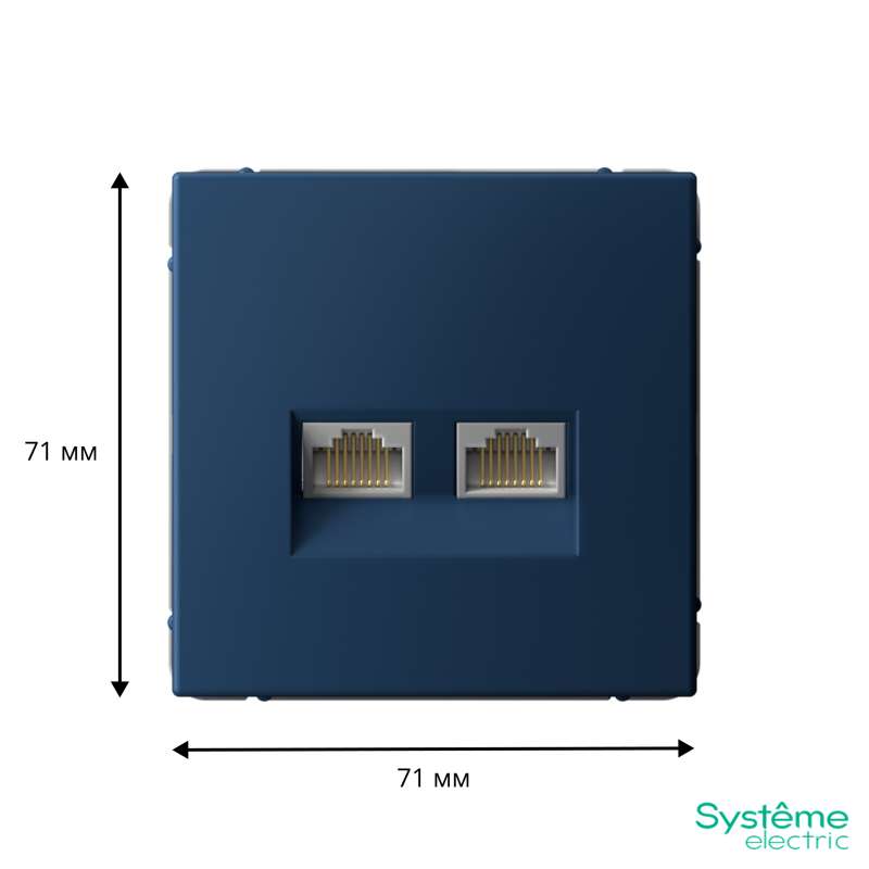 Розетка компьютерная 2-м ArtGallery RJ45 + RJ45 кат.5E механизм аквамарин SE GAL001185