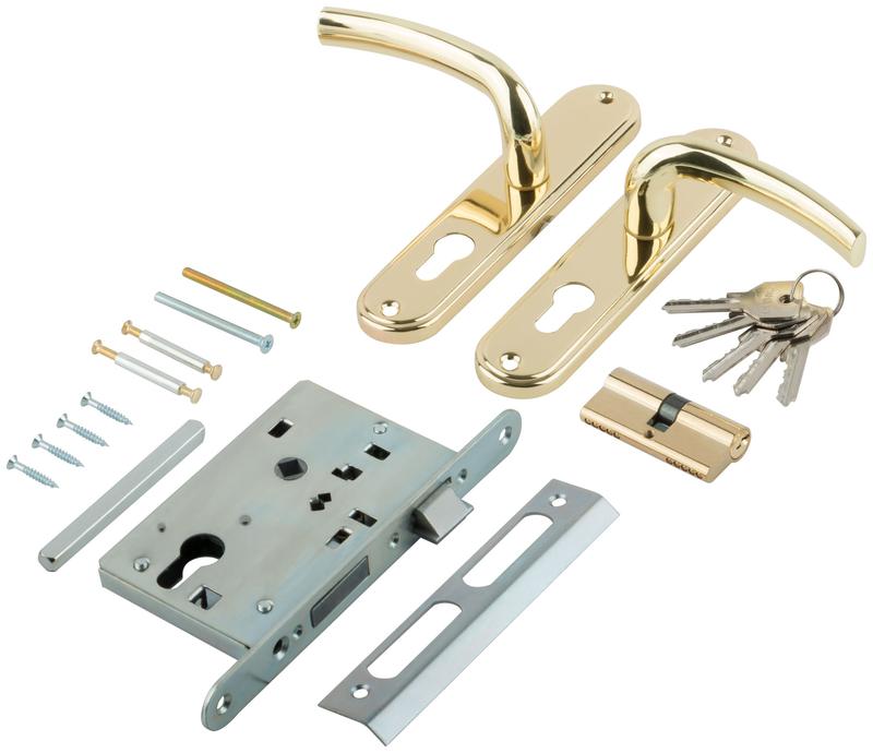 Замок врезной с ручками "Стандарт" ЗВ4-7.03С зол. 66999