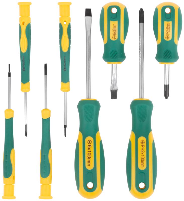 Набор отверток "Контур" CrV сталь прорезиненные ручки 4шт+Набор отверток для точных работ 4шт блистер набор 8шт FIT 56038