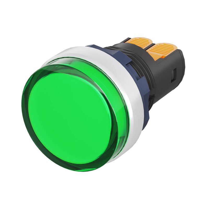 Индикатор сигнальный со встроен. диодом 9-24В зажим Plug-In алюм. зел. DKC M22L-F24GAP