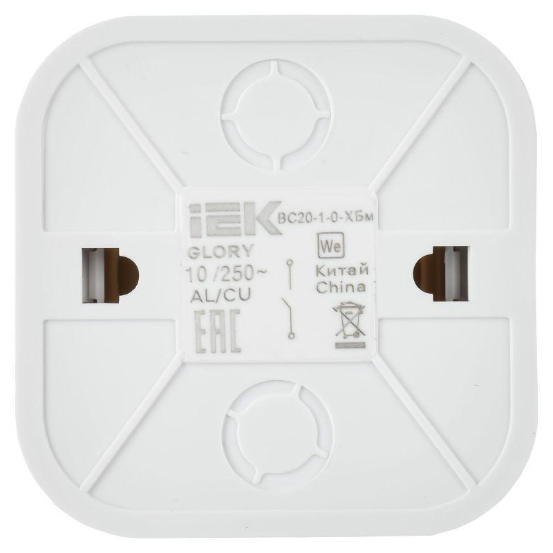 Выключатель 1-кл. ОП GLORY ВС20-1-0-ХБм 10А бел. матов. IEK EVH10-K01M-10