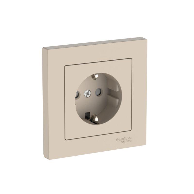 Розетка AtlasDesign 16А с заземл. защ. шторки быстрозажим. клем. в сборе песочн. SE ATN001244S