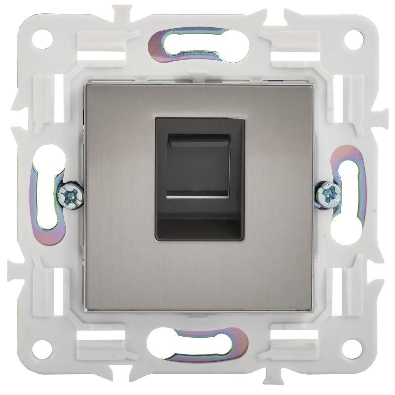 Розетка компьютерная RJ45 кат.5E SKANDY SK-K01N никель IEK SK-K10-1-K50
