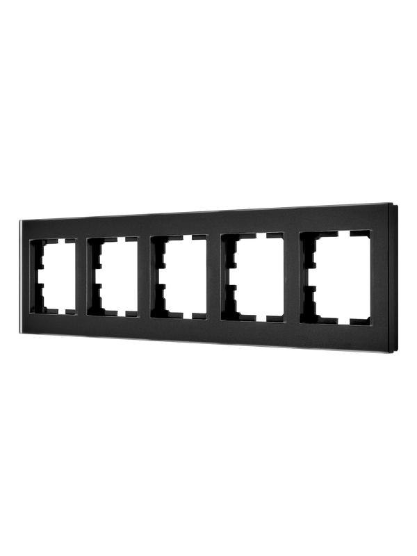 Рамка 5-местн. гориз. VESNA стекло черн. матов. LEZARD 742-5980-150