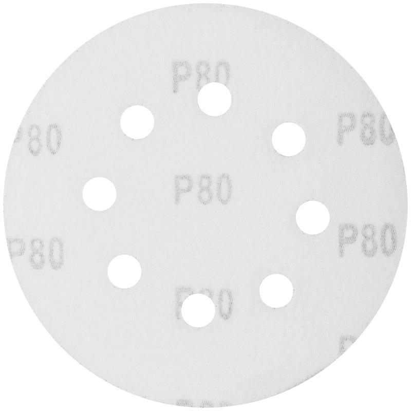 Круг шлифовальный с отверстиями (липучка) 125мм Р 80 алюм./оксидные (уп.5шт) КУРС 39784