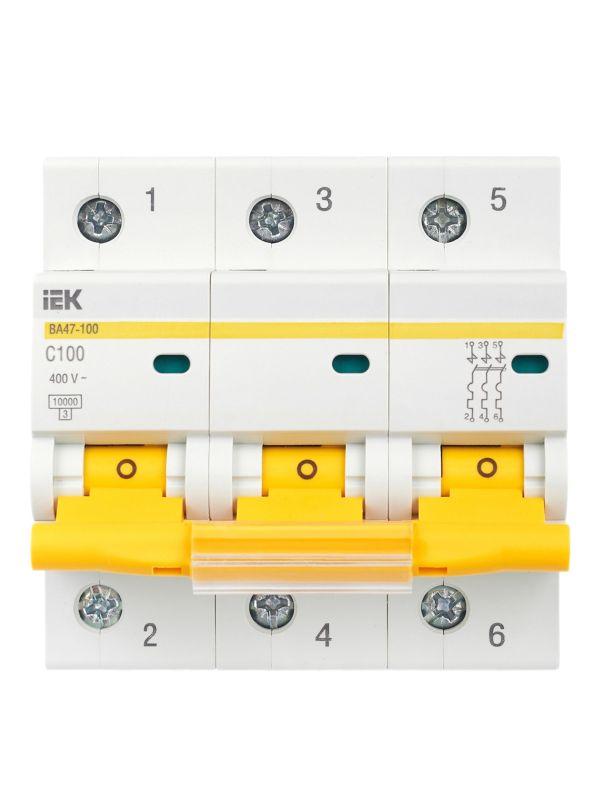 Выключатель автоматический модульный 3п C 100А 10кА ВА47-100 KARAT IEK MVA40-3-100-C