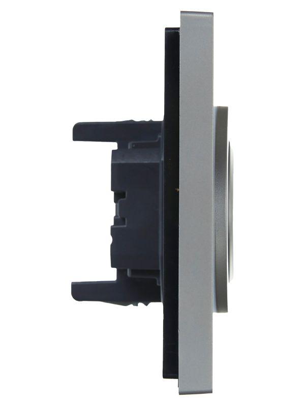 Розетка 2-м СП FORTE&PIANO FP525 10А без заземл. защ. шторки безвинт. крепл. сталь IEK FP-R23-10-1-K46