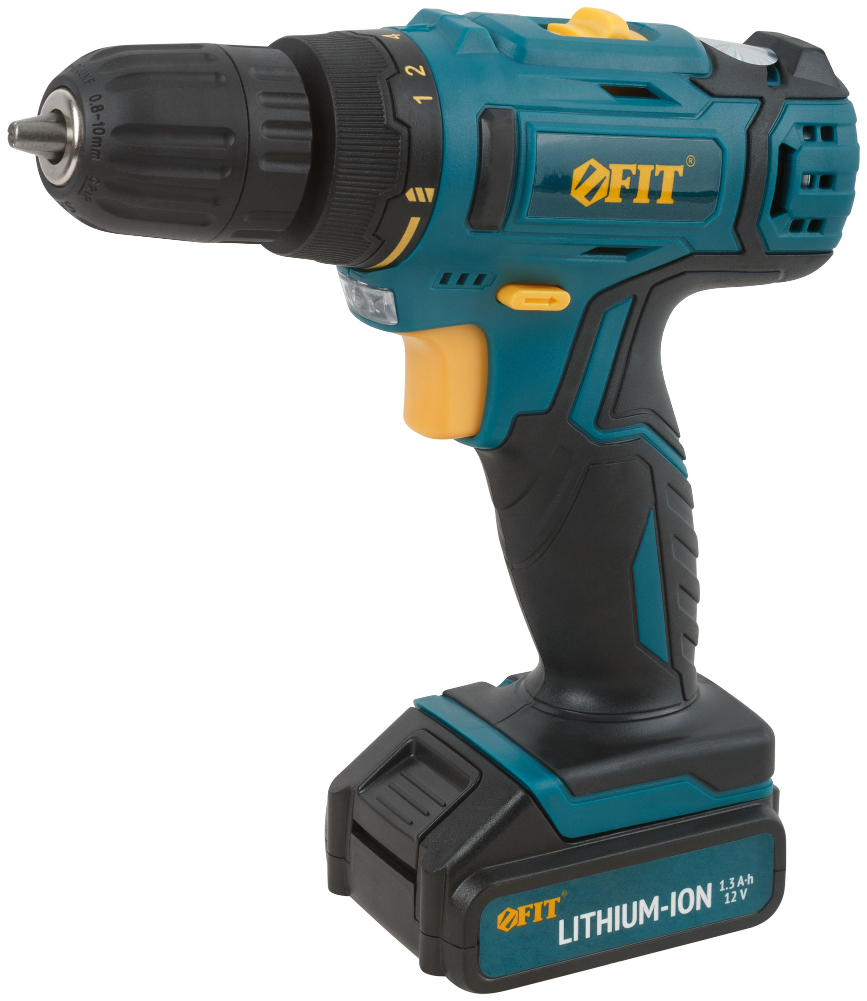 Дрель-Шуруповерт акк. 12 В; 0-400/1450 об/мин; 19 Нм; 1 (Li-Ion) 1,3 Ач; 1,5 ч.; рез. накл.; коробка