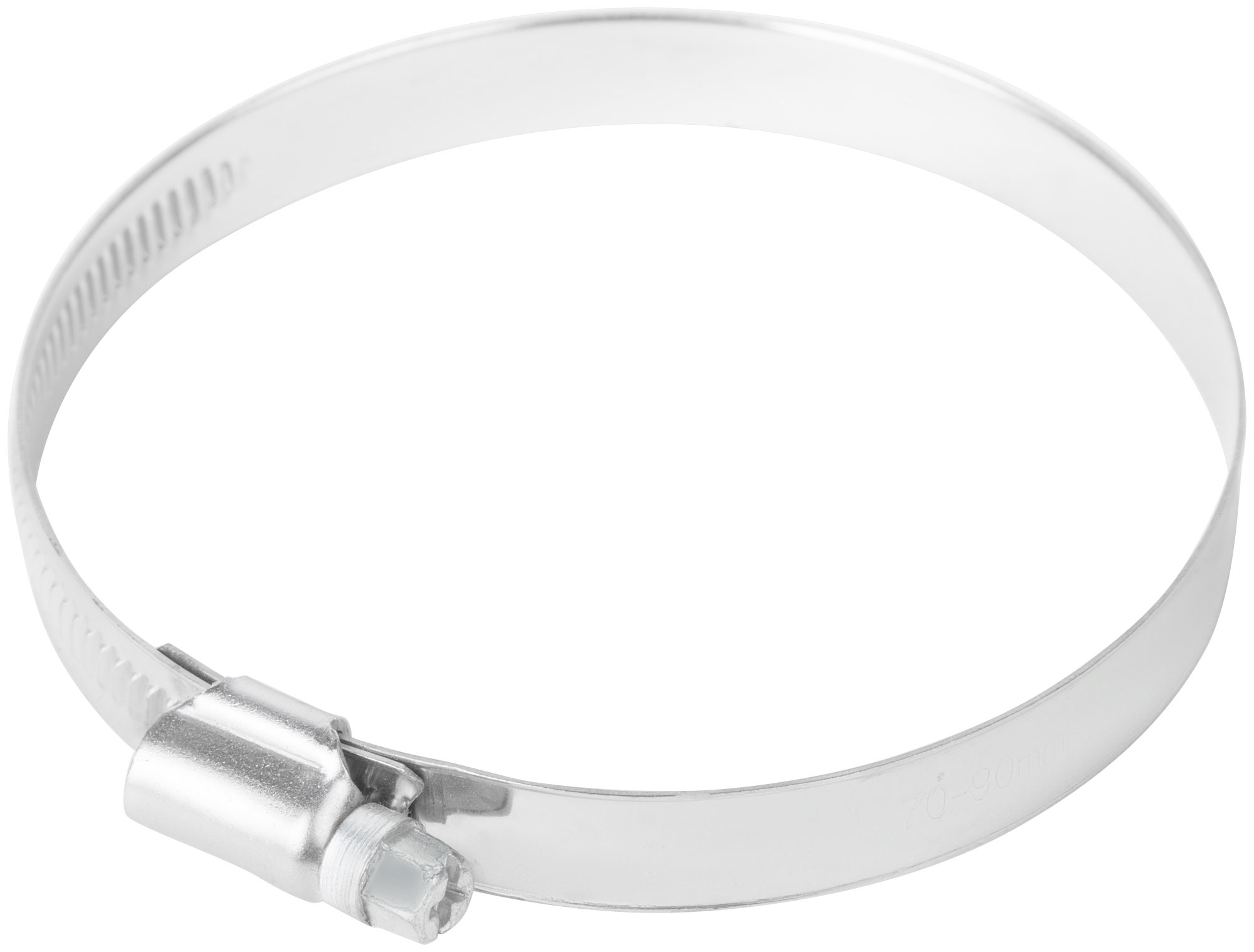 Хомут обжимной накатной, ширина 12 мм, нерж.сталь  70-90 мм