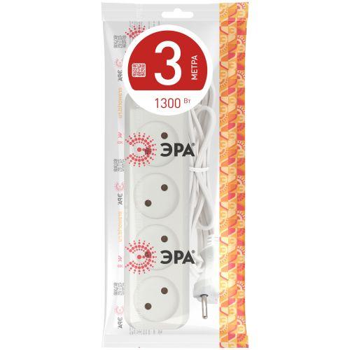 Удлинитель 4х3м без заземл. 6А IP20 UX-4-3m ШВВП 2х0.75 Эра Б0038560