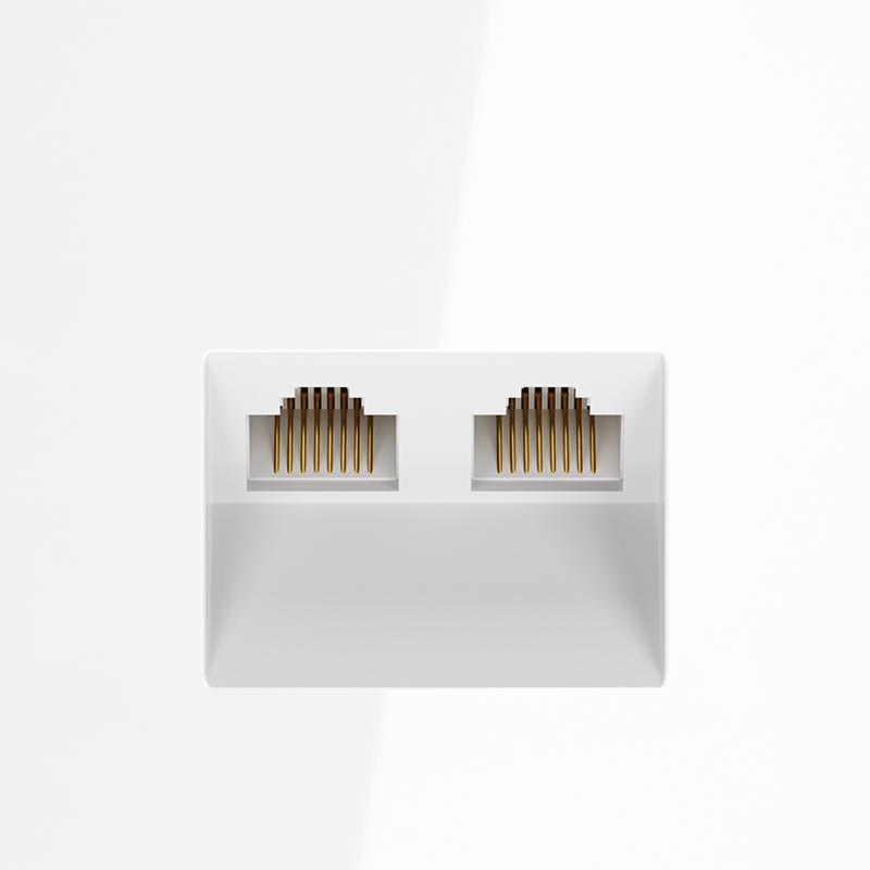 Розетка компьютерная 2-м СП S70 RJ45 + RJ45 кат.6 механизм бел. глянцевый Voltum VLS060201