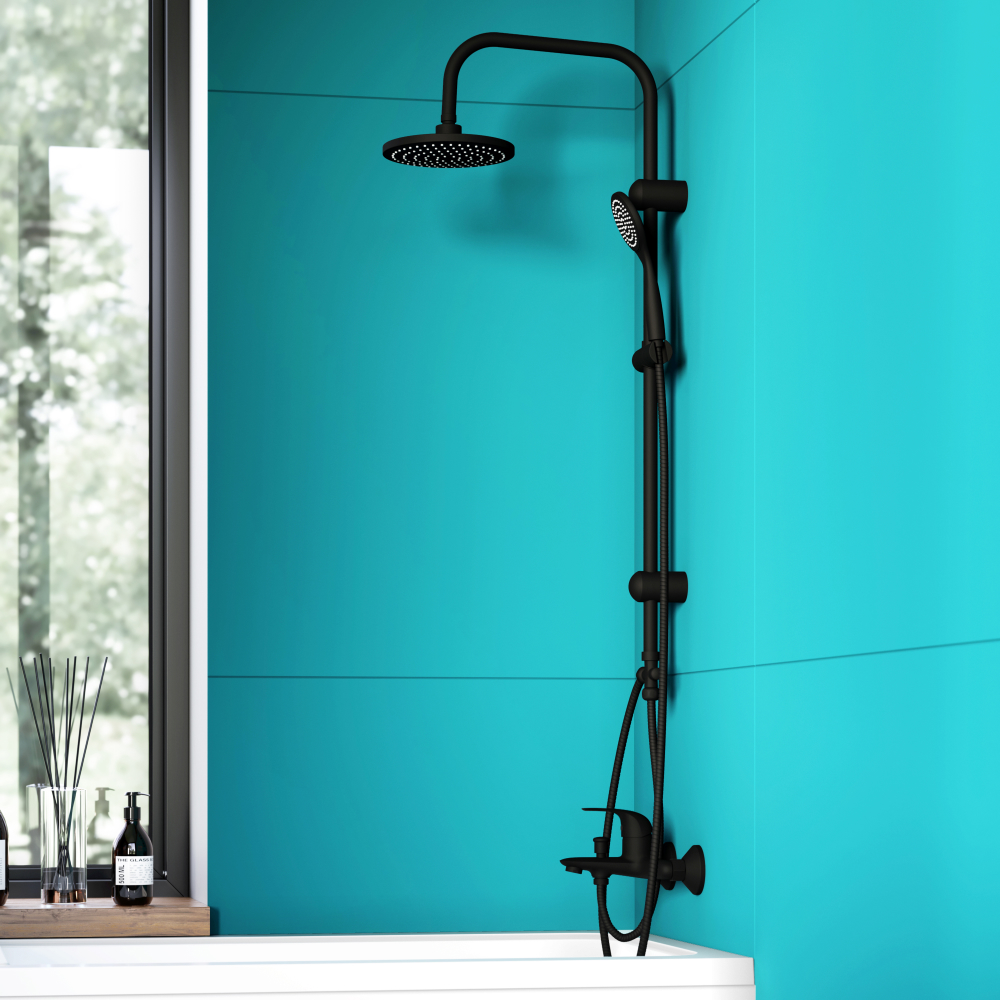 D0708000BL Comfort душевая система с тропическим душем, ручной душ 1F,  цвет черный
