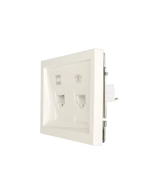 Розетка компьютер+телефон СП ZIMA IP20 с модулем Cat 6 слон. кость LEZARD 704-9088-144