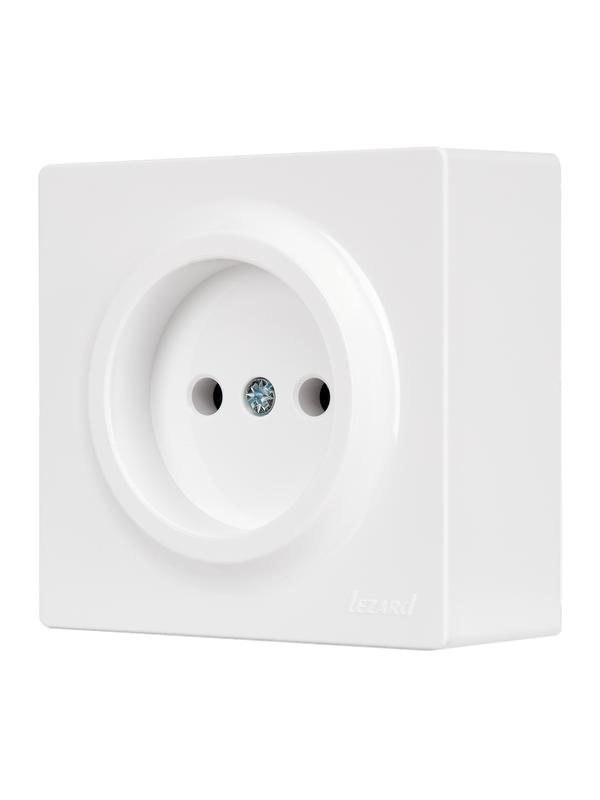 Розетка 1-м ОП LETO без заземл. ПБТ бел. LEZARD 752-0200-121B