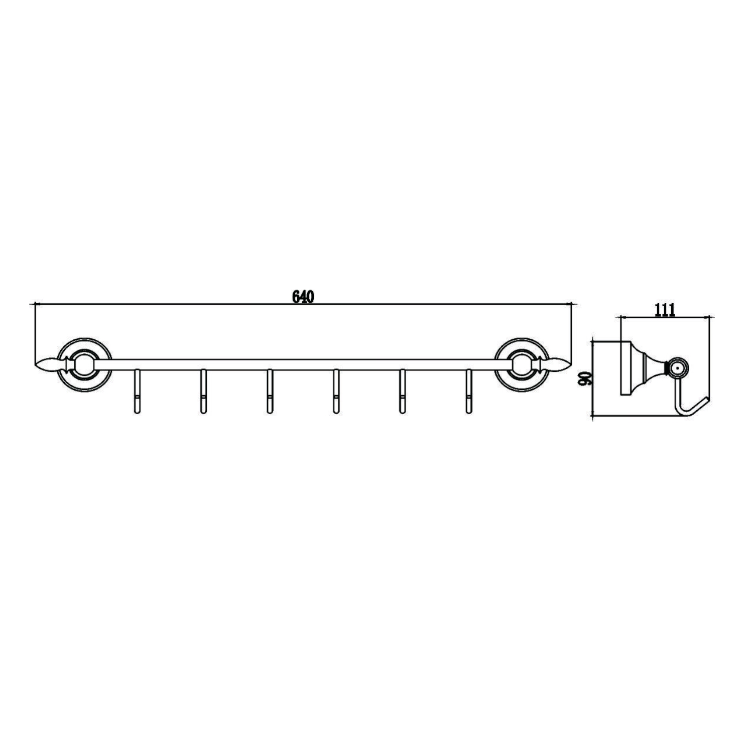 Планка с крючками Savol S-06876B, золото